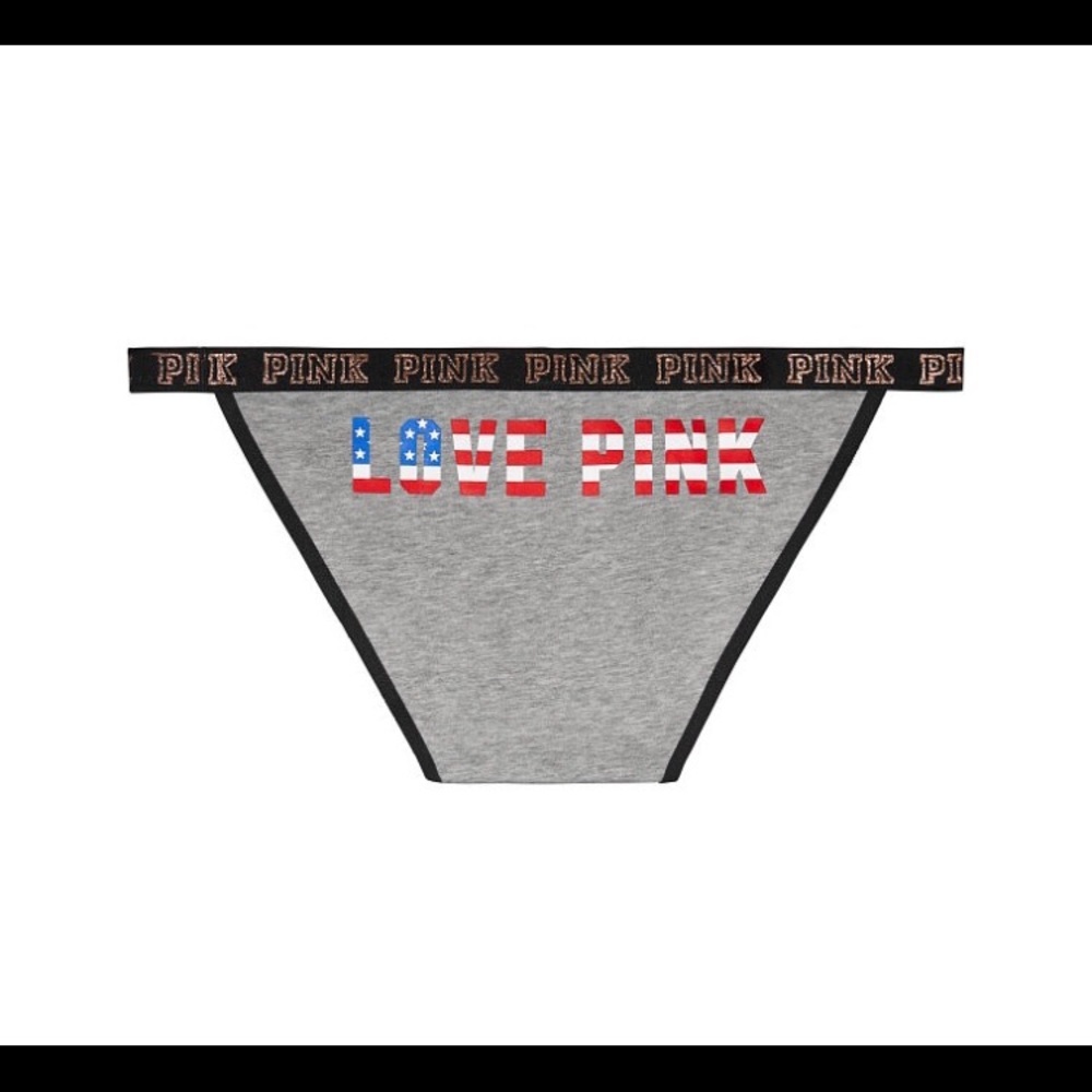 VS PINK Patriotic Flag Lurex Rose Gold Logo Bikini